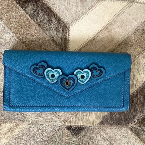 Coach Handbags - 💙 Coach Heart Appliqué Soft leather wallet